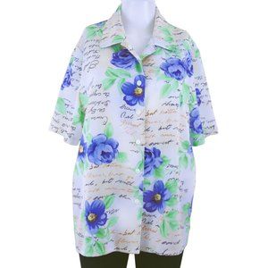 NEW Tanjay Petites Handwritten Button-Up Blouse - Size 12
